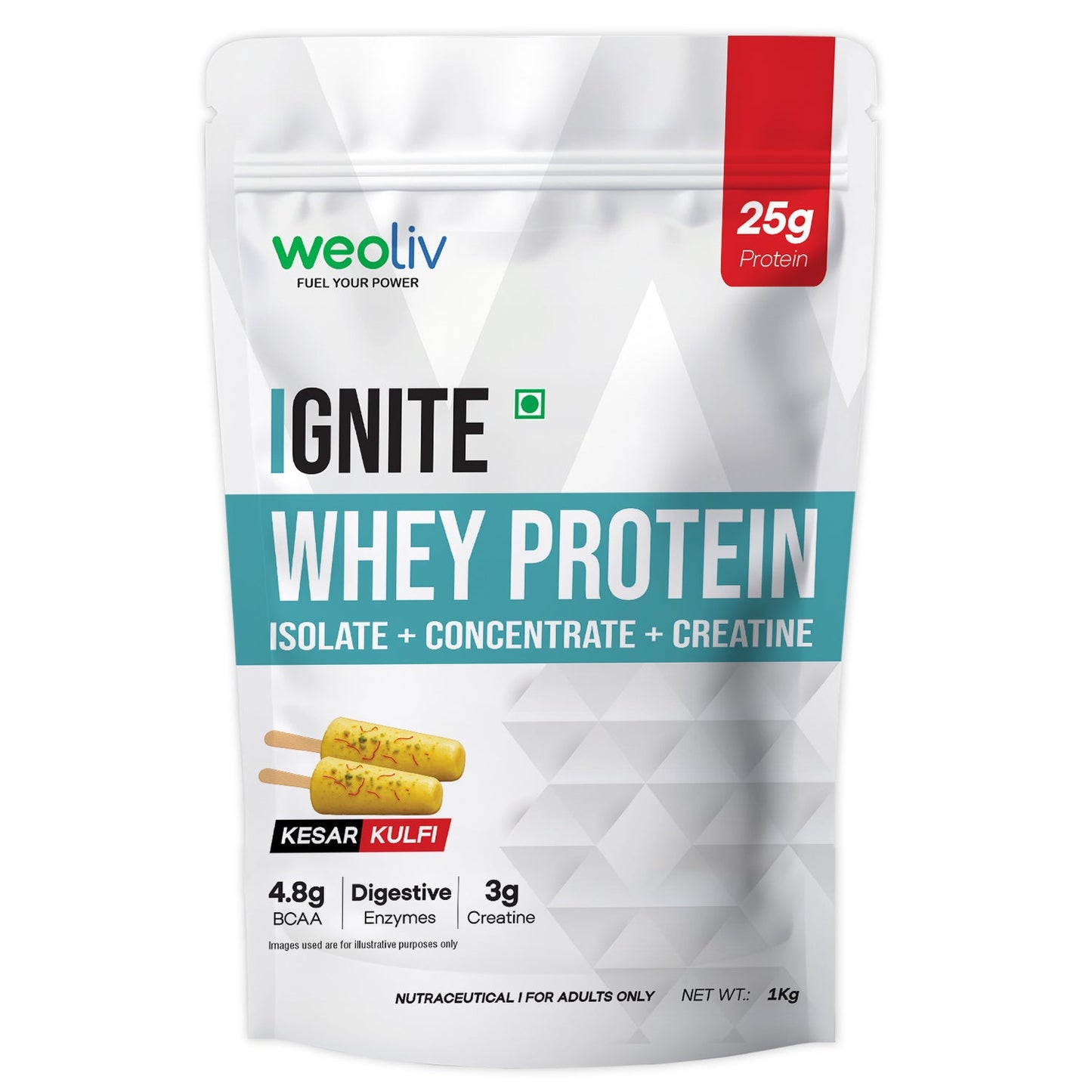 Weoliv Ignite Whey Protein Isolate & Concentrate with Creatine, 1kg Weoliv
