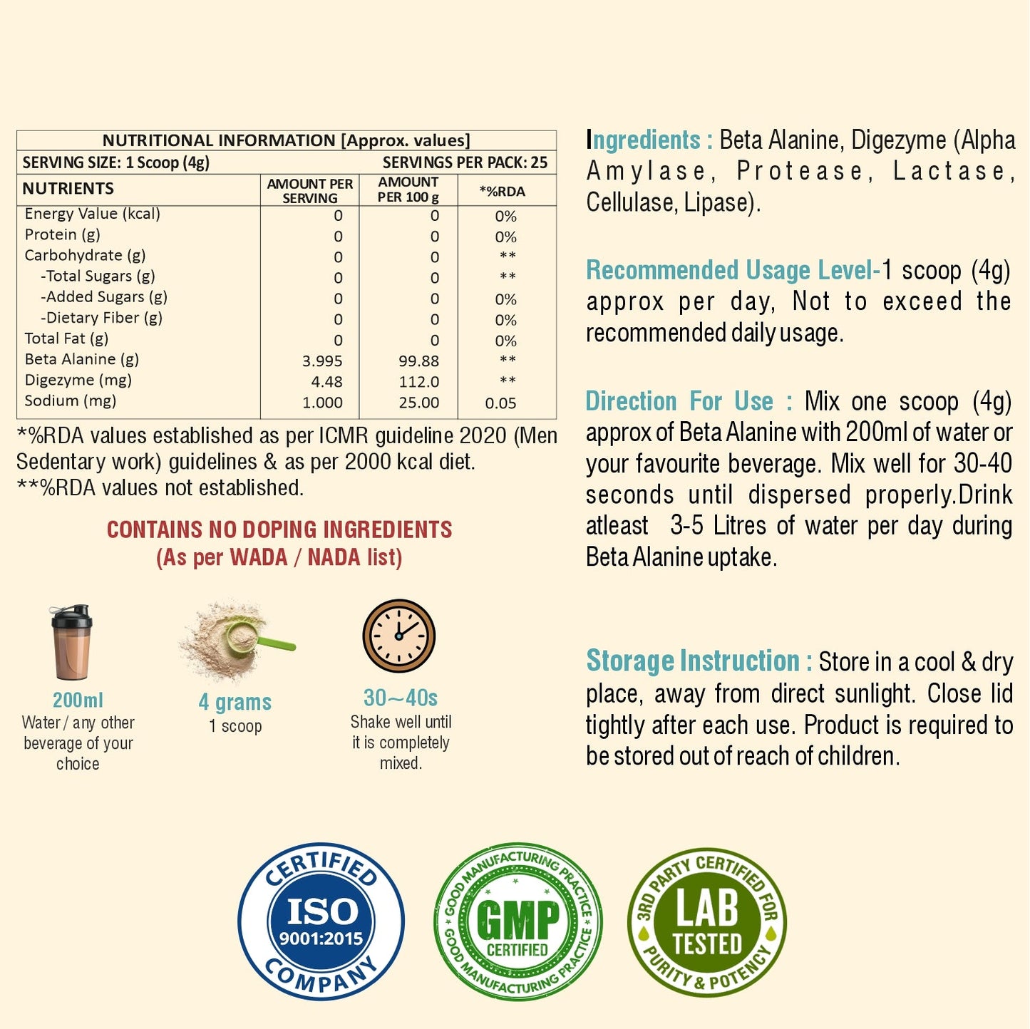 Weoliv Beta Alanine Powder Weoliv