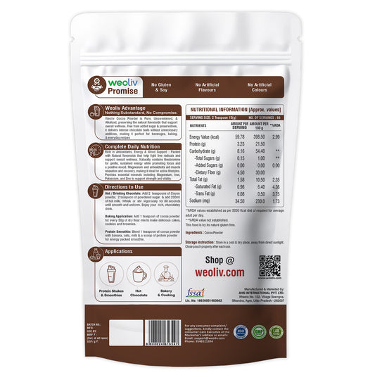 Weoliv Cocoa Powder | Pure, Unsweetened & Alkalized