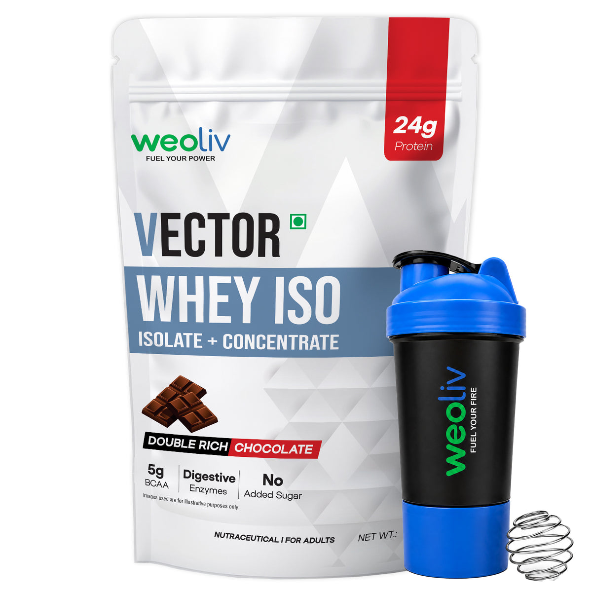 Weoliv Vector Whey Protein Isolate & Concentrate with Free Shaker
