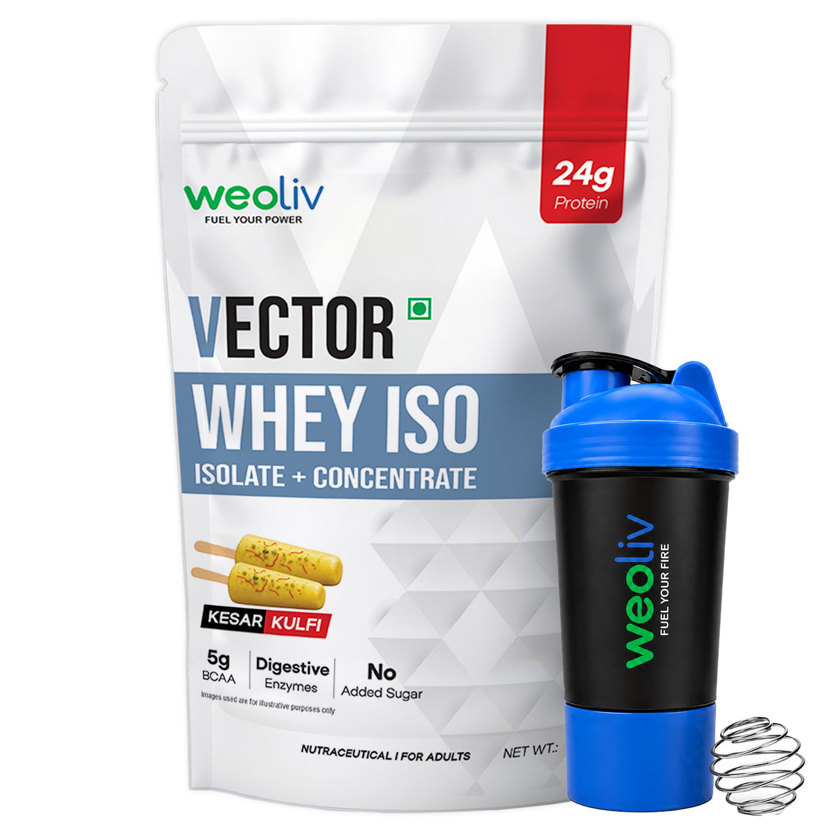 Weoliv Vector Whey Protein Isolate & Concentrate with Free Shaker