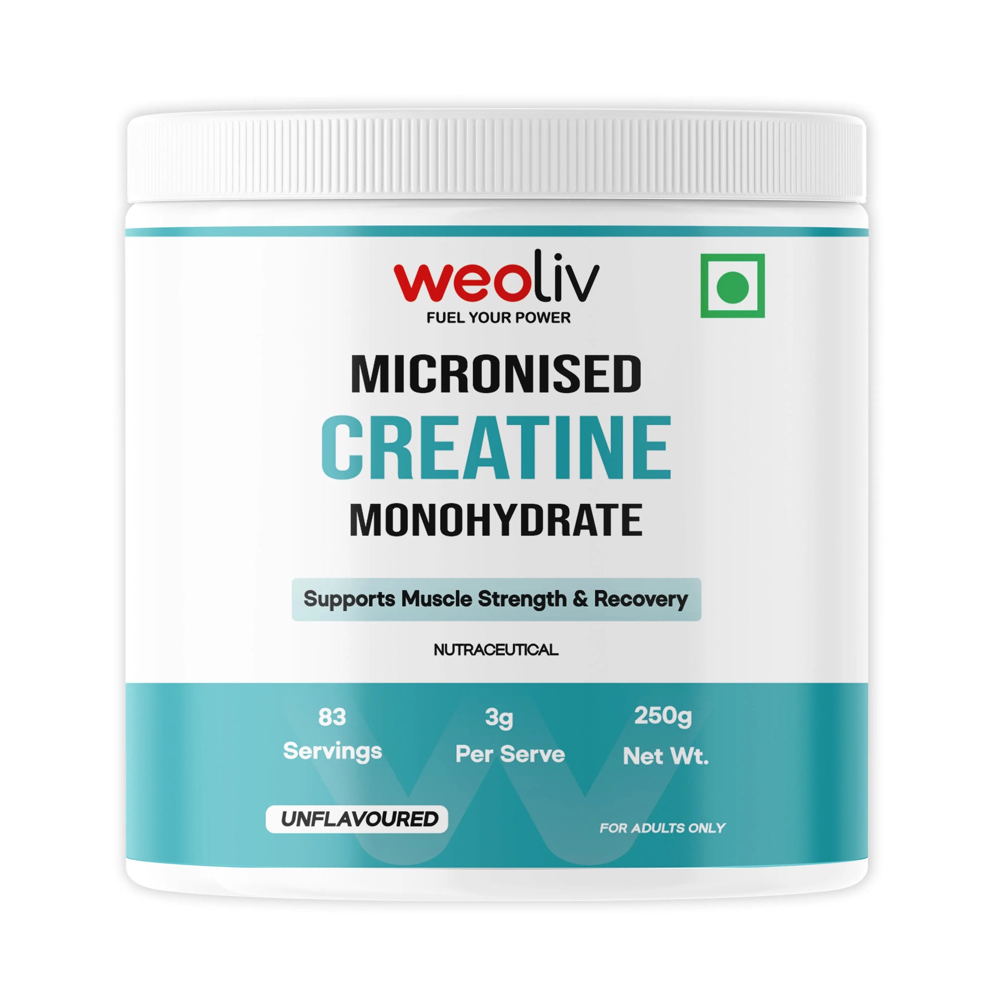 Weoliv Micronised Creatine Monohydrate Powder (100g, 33 Servings) | Unflavoured | Pure Creatine for Muscle Gain, Strength & Recovery | Rapid Absorption Pre/Post Workout Supplement for Men, Women & Athletes Weoliv
