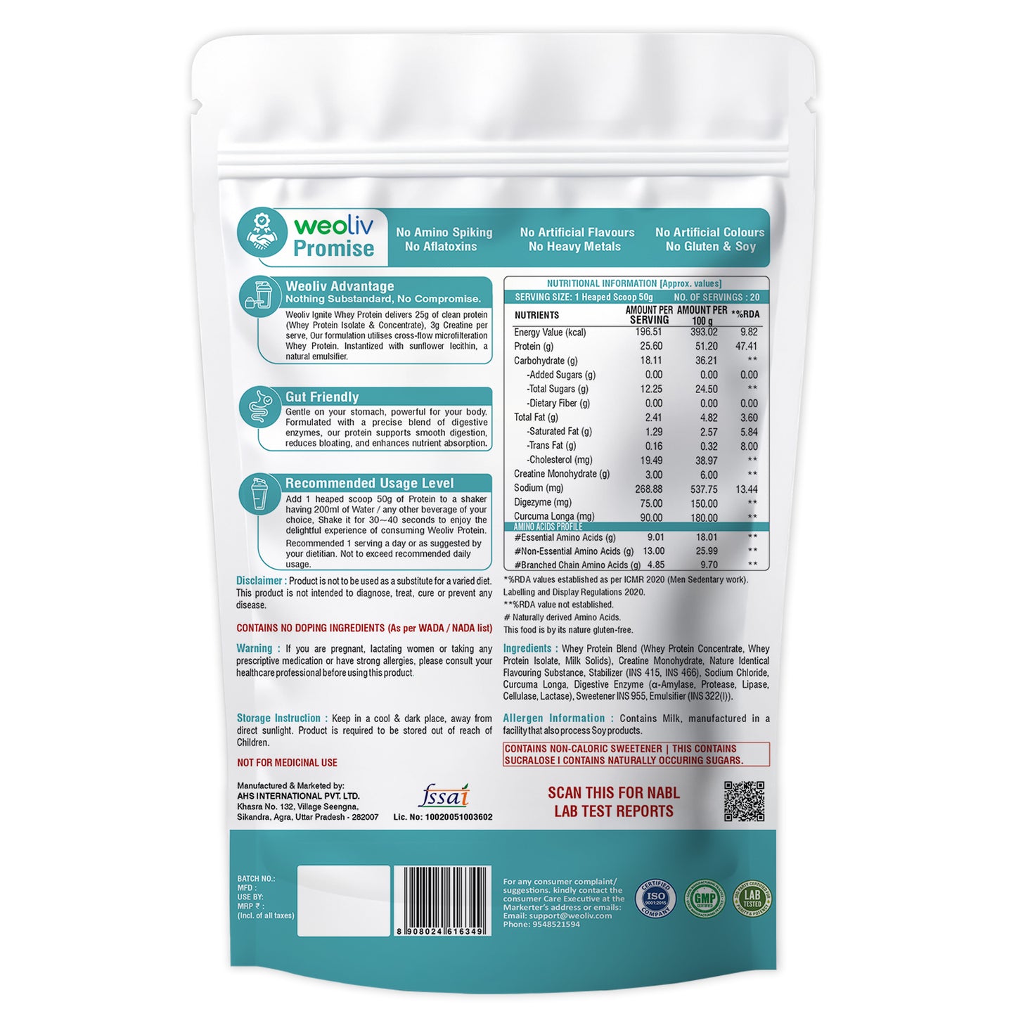 Weoliv Ignite Whey Protein Isolate & Concentrate with Creatine