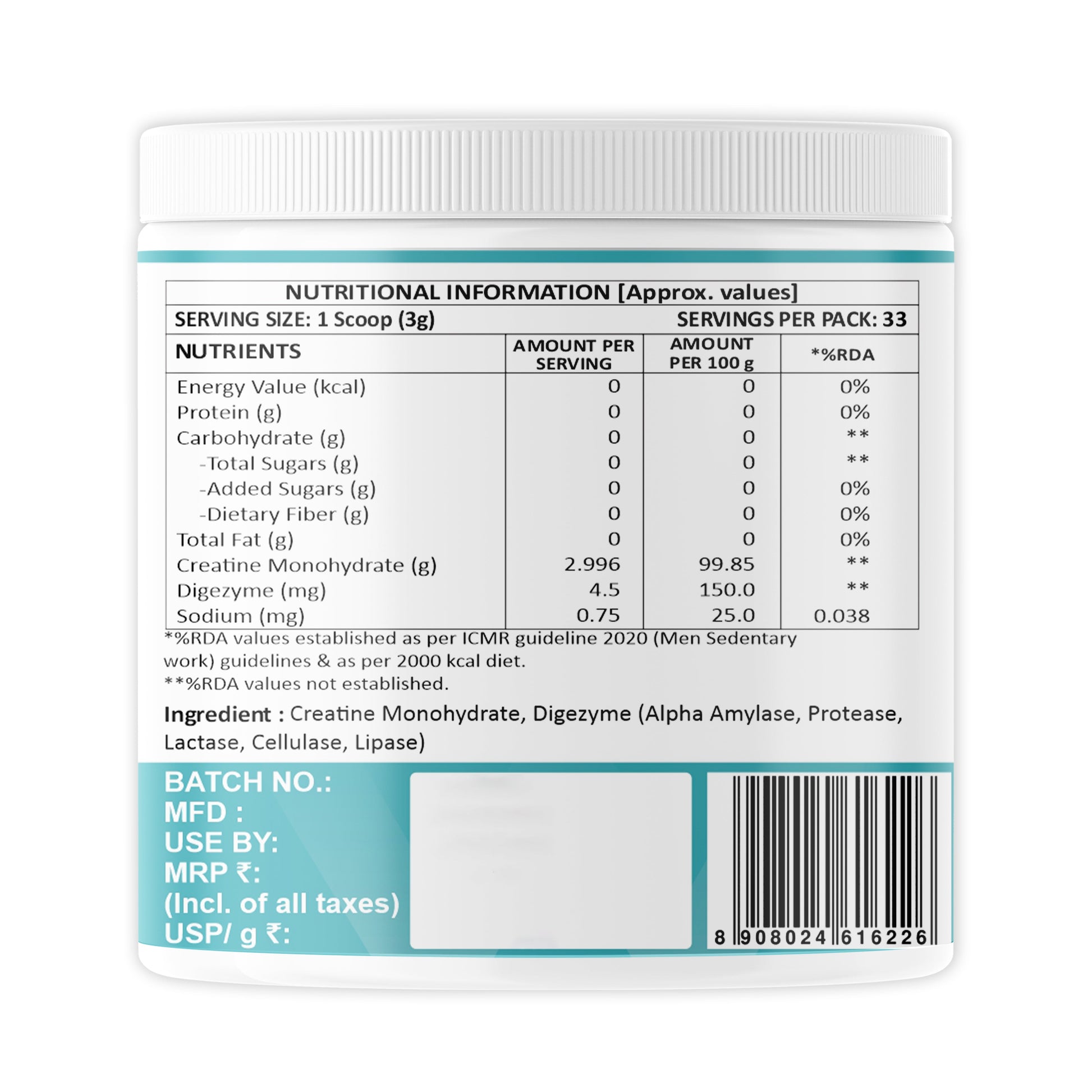 Weoliv Micronised Creatine Monohydrate Powder Weoliv