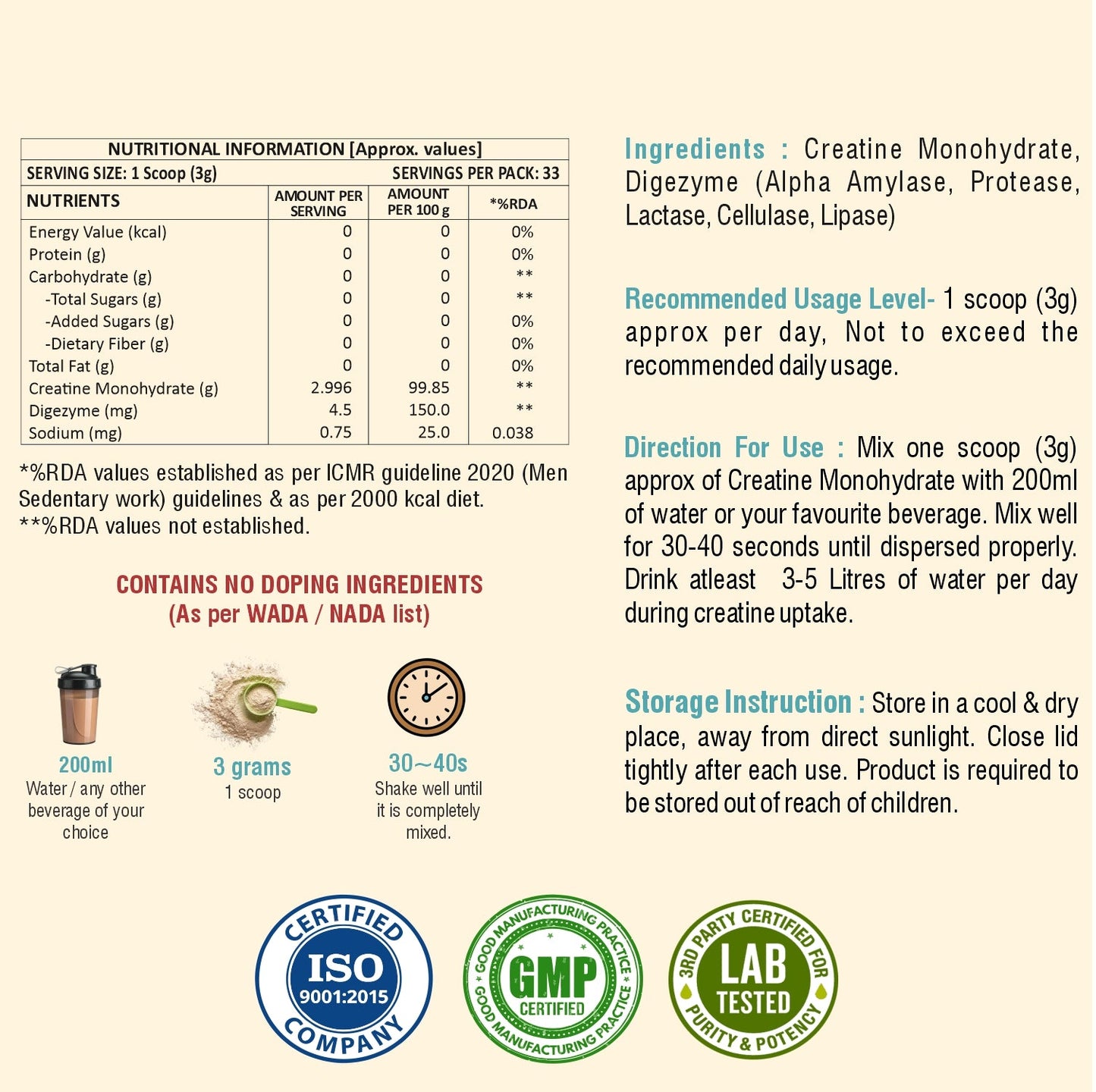 Weoliv Micronised Creatine Monohydrate Powder Weoliv