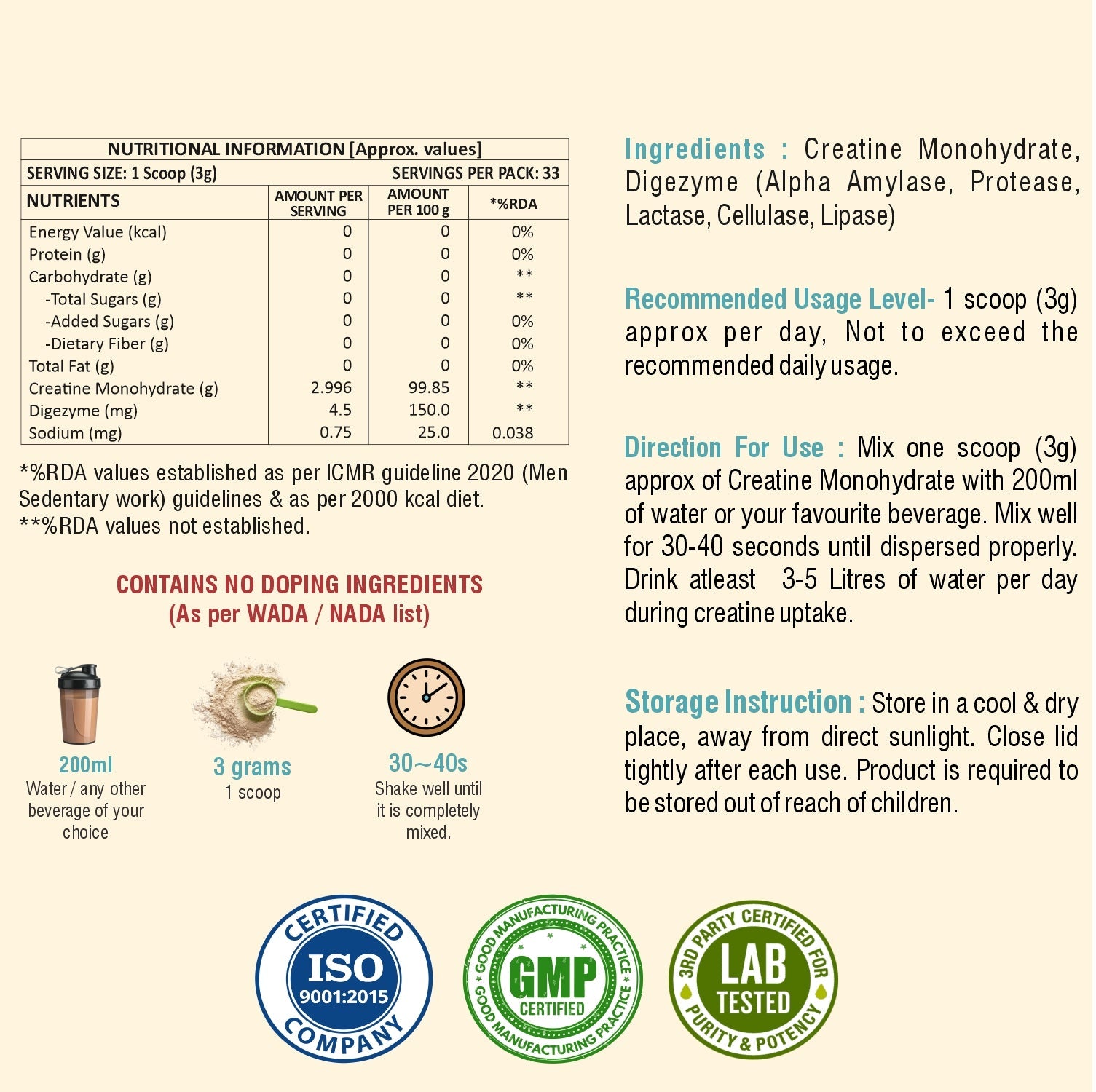 Weoliv Micronised Creatine Monohydrate Powder Weoliv