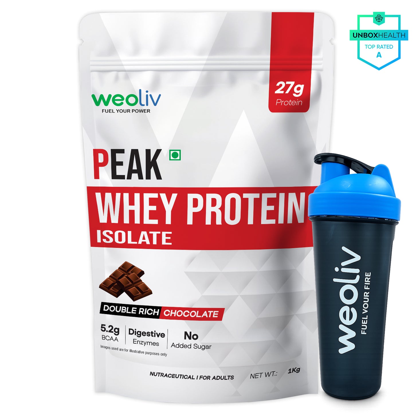 Weoliv Peak Whey Protein Isolate with Weoliv Shaker