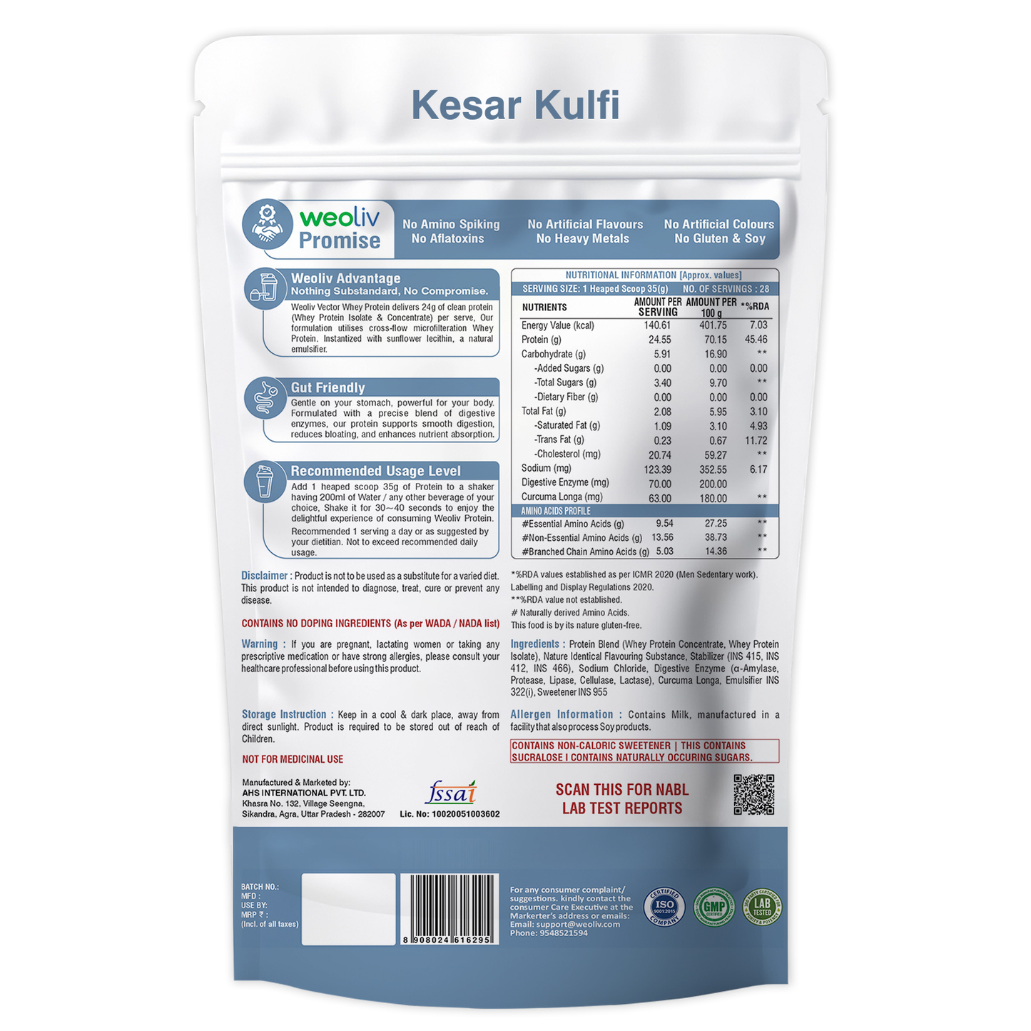 Weoliv Vector Whey Protein Isolate & Concentrate