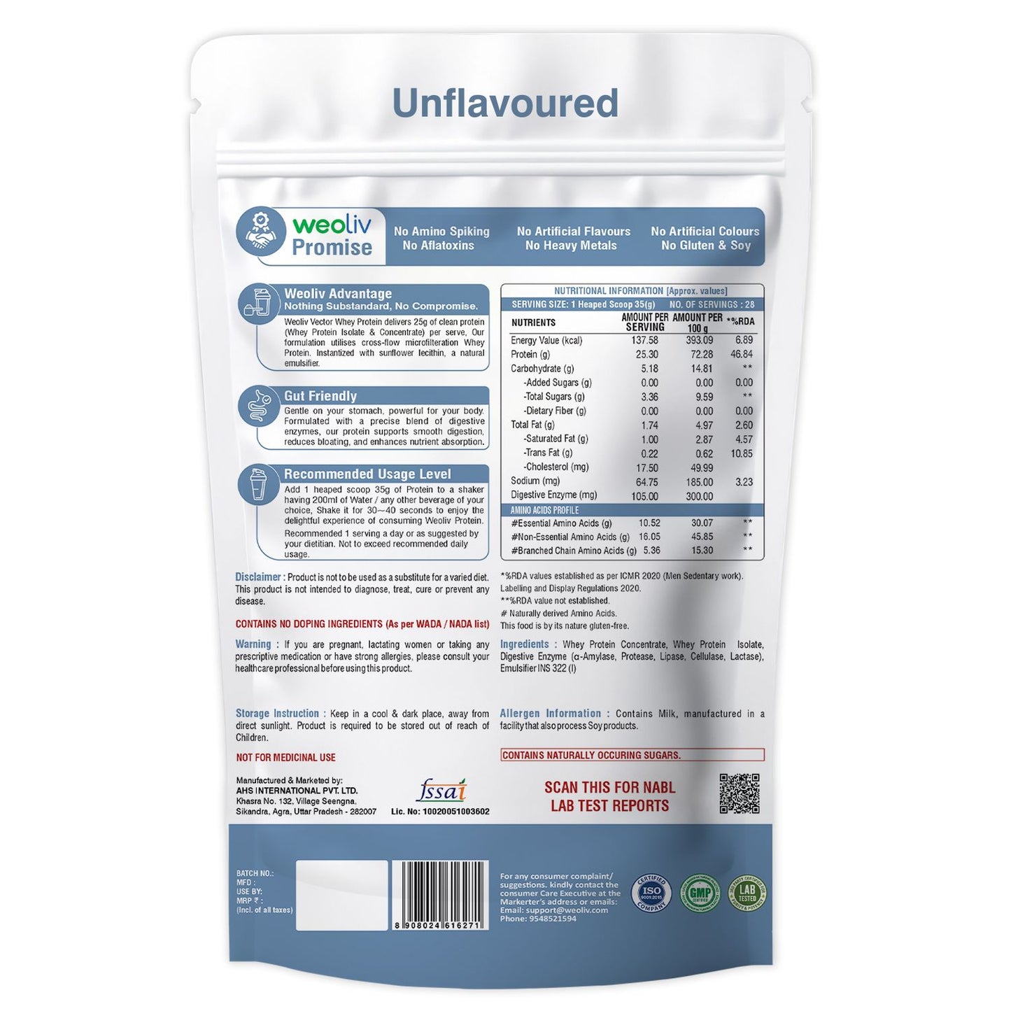 Weoliv Vector Whey Protein Isolate & Concentrate