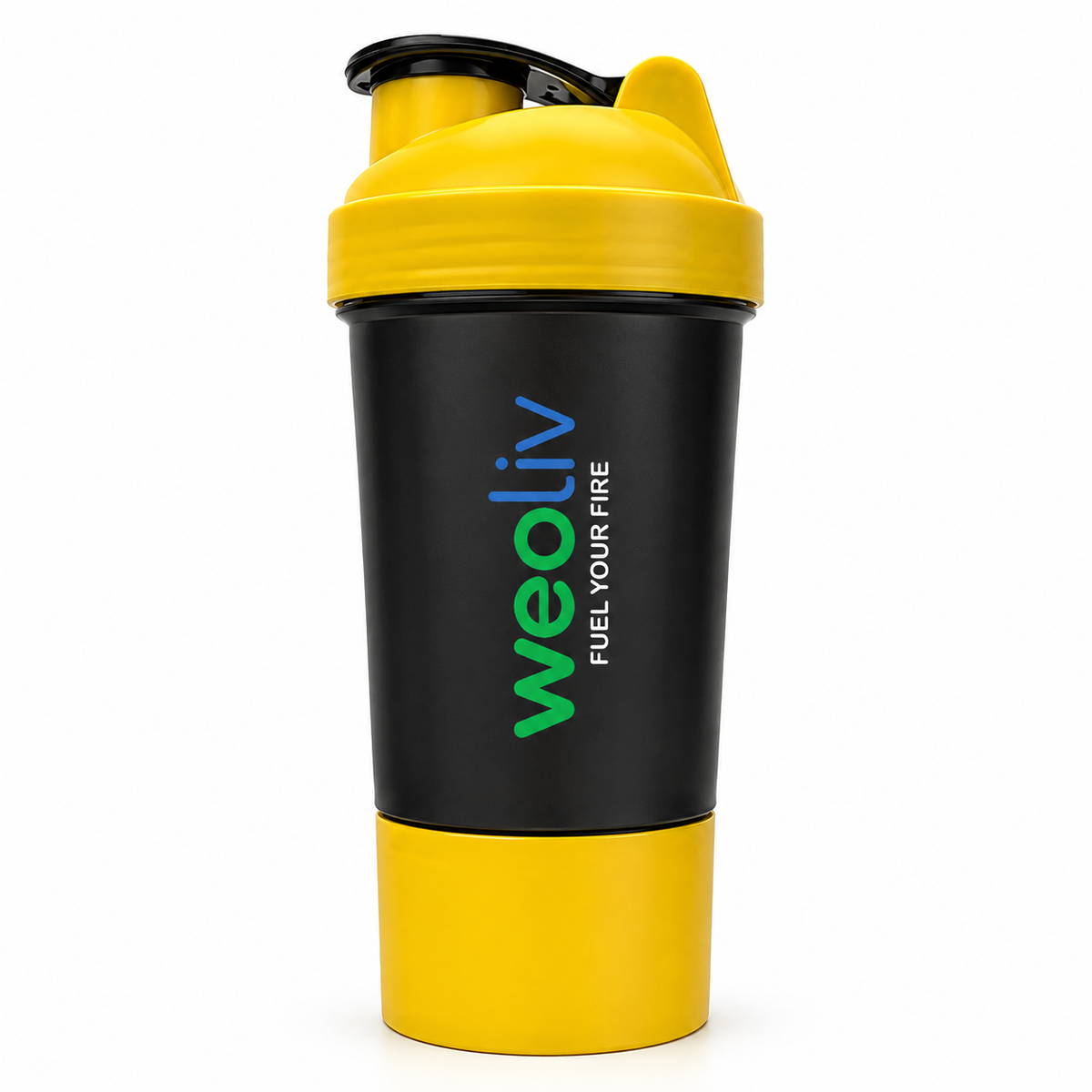 Weoliv 2-in-1 Shaker with Protein Compartment & Stainless-Steel Mixing Ball – 550 ml