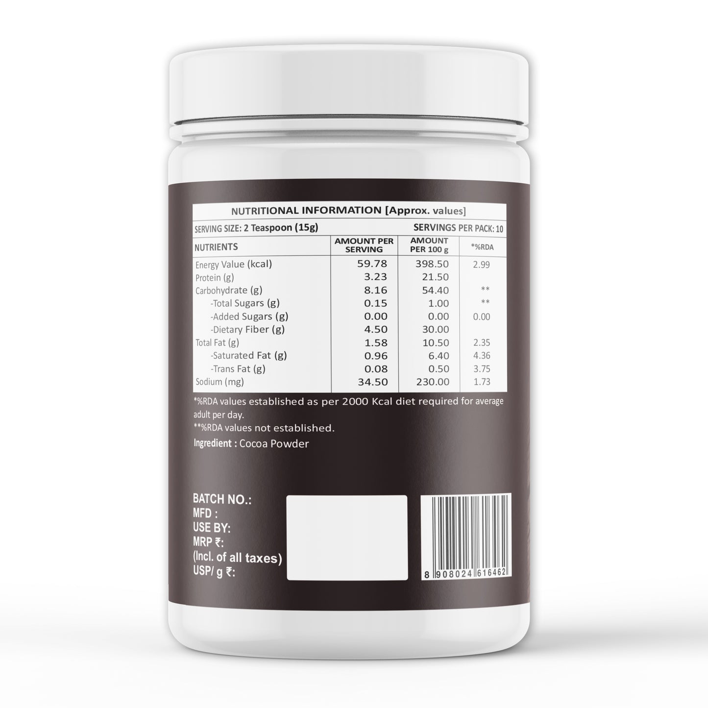 Weoliv Pure & Natural Unsweetened Cocoa Powder