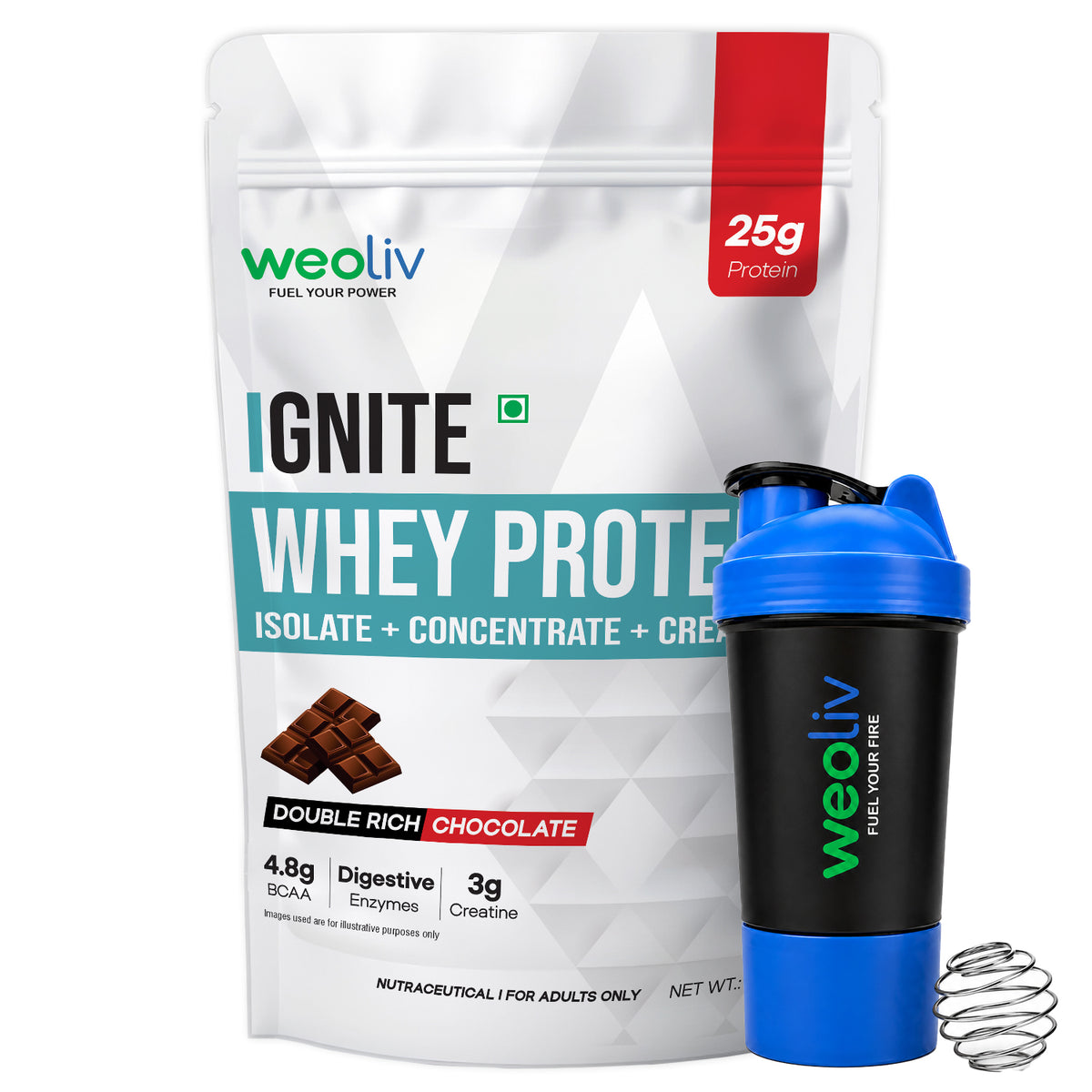Weoliv Ignite Whey Protein | Isolate + Concentrate + Creatine With Free Shaker