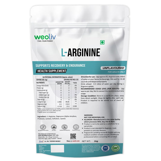 Weoliv L-Arginine Powder 1Kg
