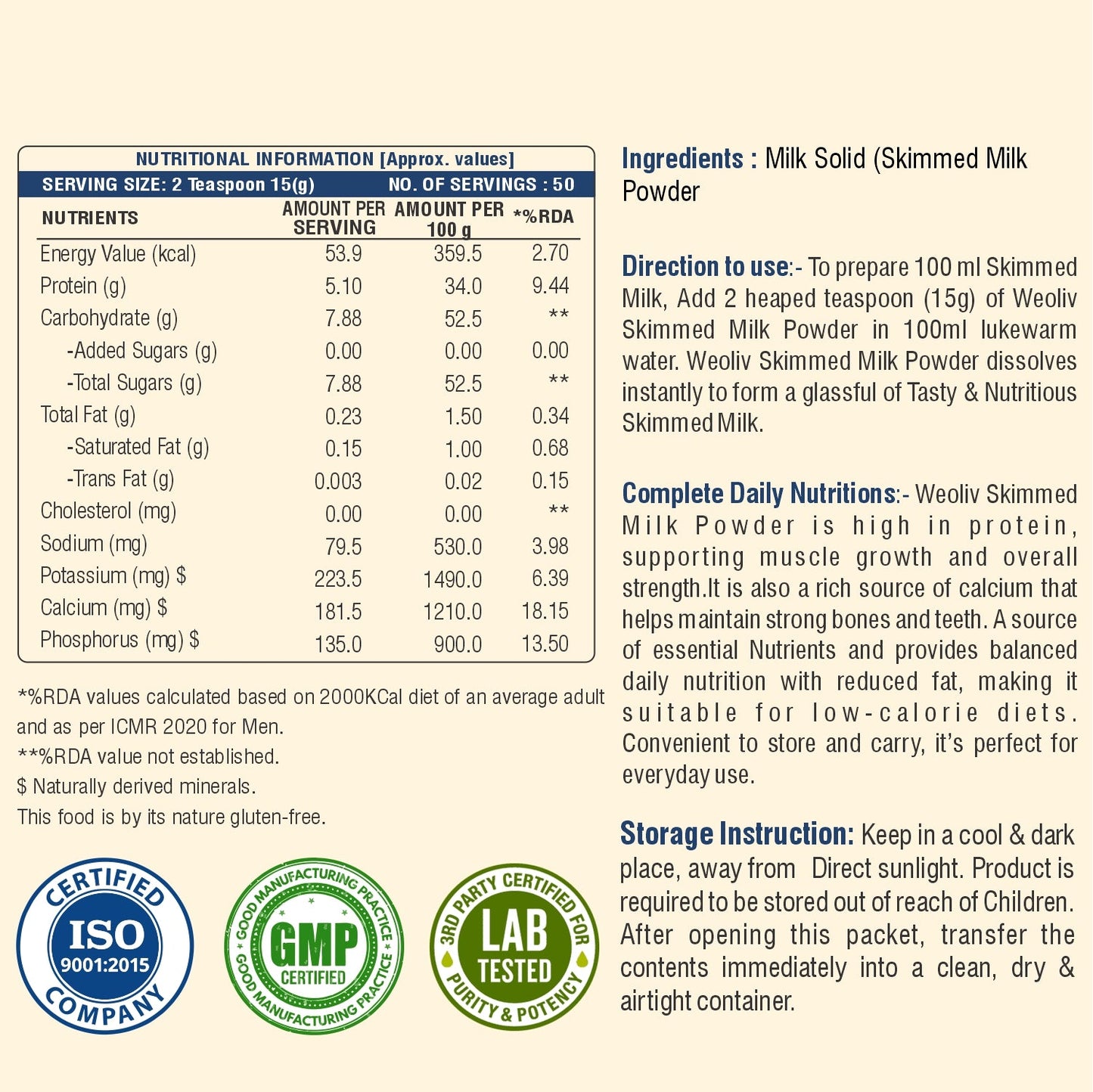 Weoliv Skimmed Milk Powder Weoliv