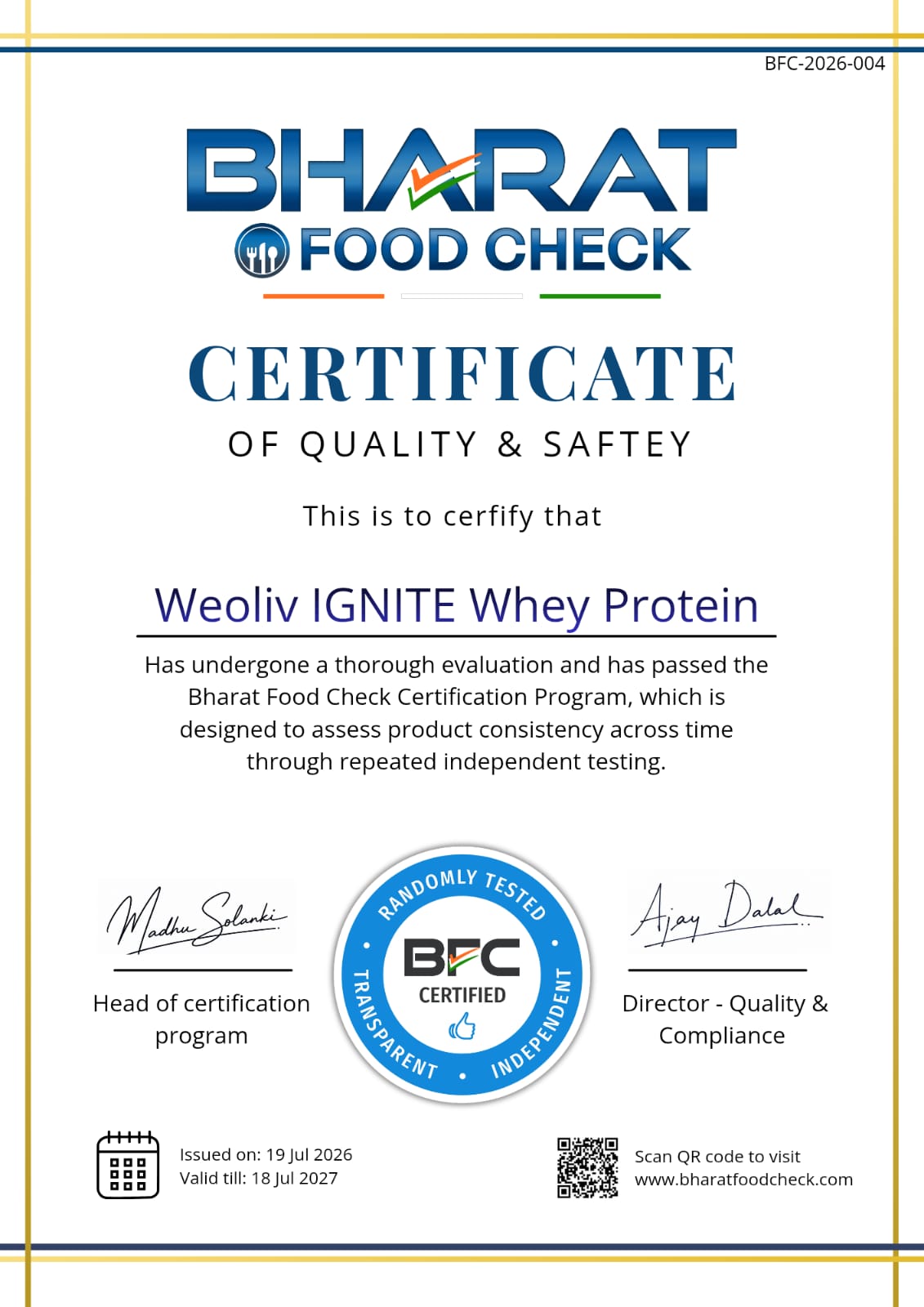 Weoliv Ignite Whey Protein Isolate & Concentrate with Creatine
