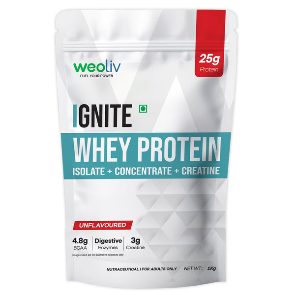 Weoliv Ignite Whey Protein Isolate & Concentrate with Creatine, 1kg Weoliv