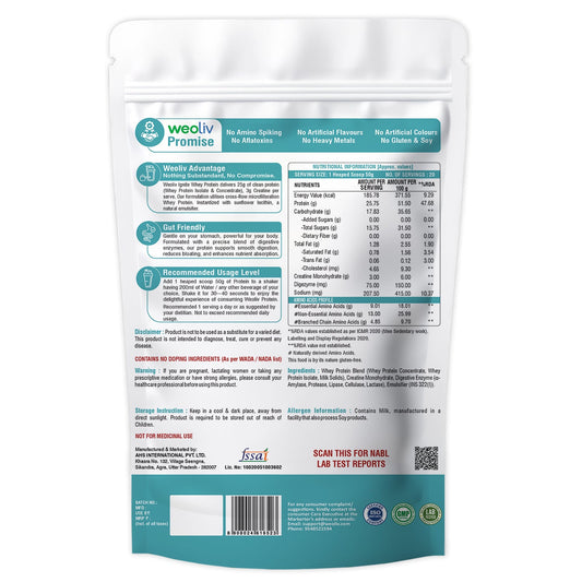 Weoliv Ignite Whey Protein Isolate & Concentrate with Creatine, 1kg Weoliv
